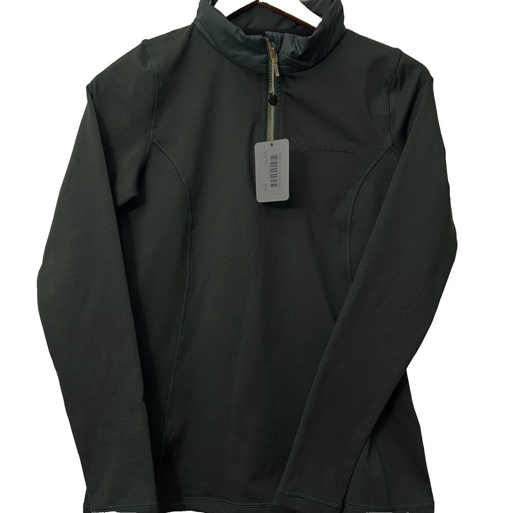 Freedmans Harness Womens 1/4 Zip Mid Layer Jacket S Green Logo Saddleseat